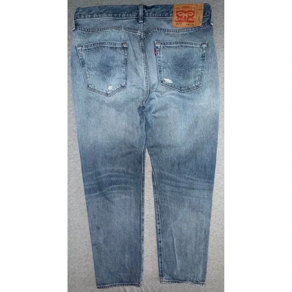 Levis 501 CT Mens Tapered Blue Distressed Jeans Size 36x30 Streetwear Vintage
